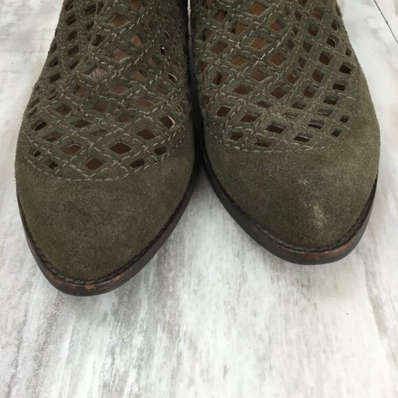 Jeffrey Campbell Taggert Lattice Olive Ankle Booties 10 - Picture 4 of 14